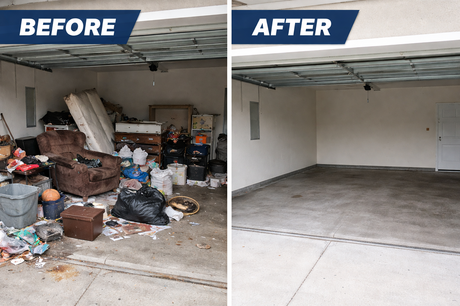 Gulfline Junk Removal - Residential clean out before and after results