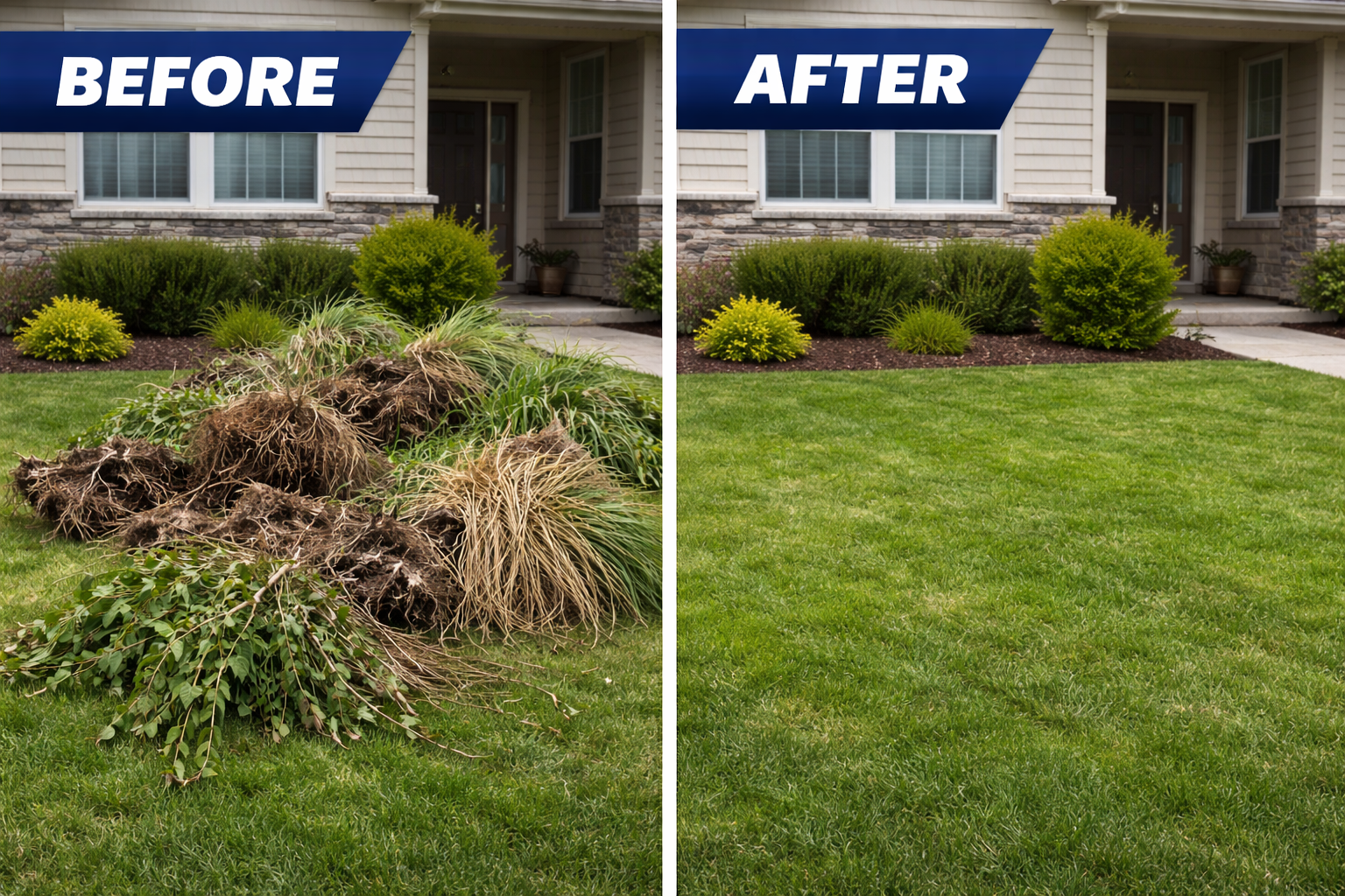 Gulfline Junk Removal - Property clutter removal before and after comparison